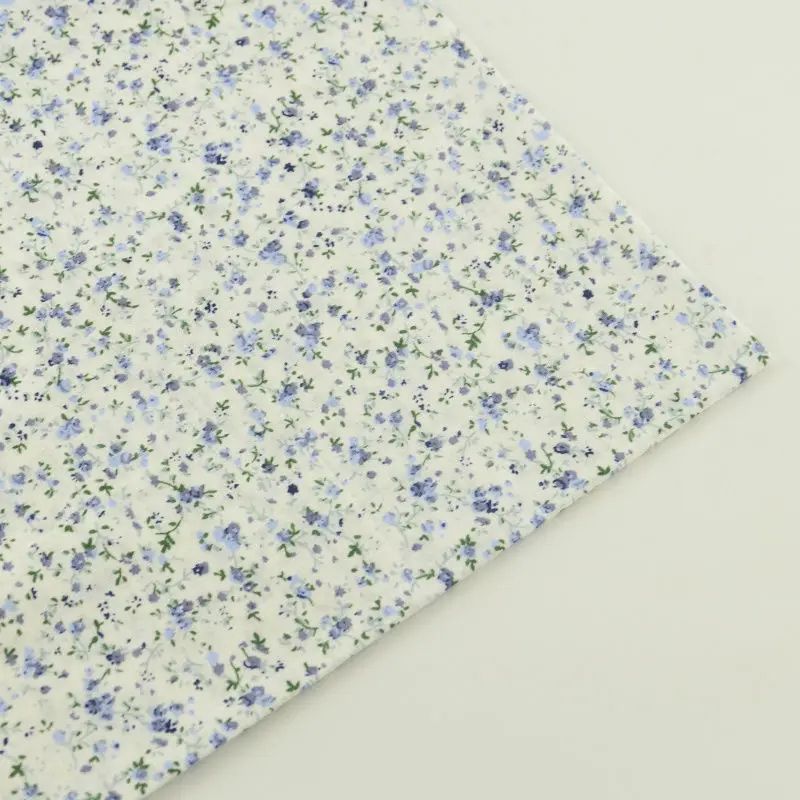 Blue Flower Classic Style Cotton Plain Fabric for Beginner's Practice Doll Sewing Telas Tecido Art Work Patchwork Clothing Cloth|cotton fabric