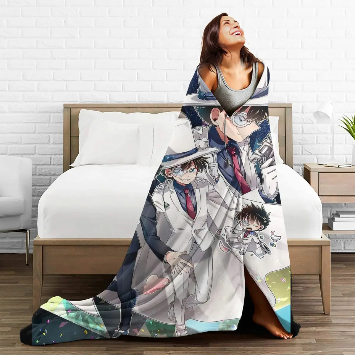 Manta de franela de Anime de Detective Conan, ropa de cama para el hogar, dormitorio-1