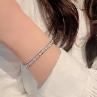 925 sterling silver bracelet full 35mm rectangular high carbon diamond princess bracelets for women girl friend gift jewelry
