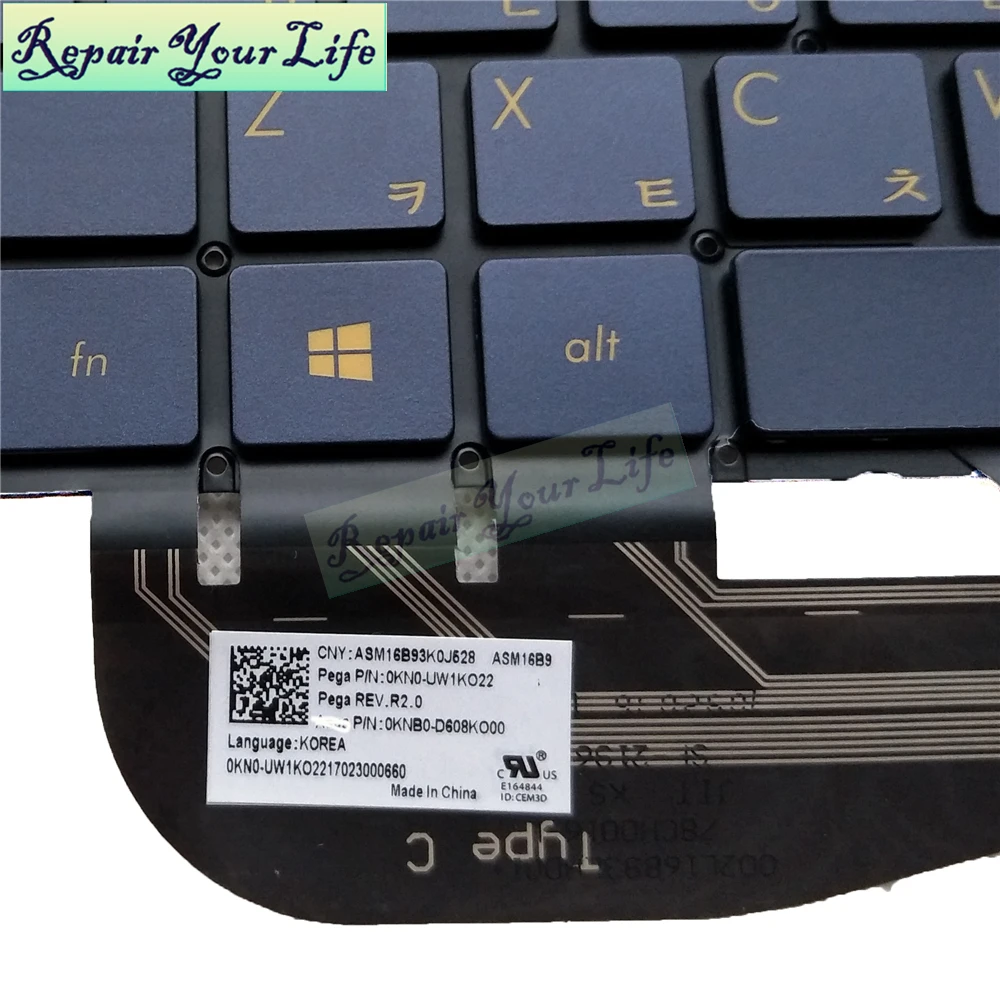 Клавиатура для ноутбука Asus ZenBook 3 UX390UA UX390 Корейская раскладка KR KO с подсветкой