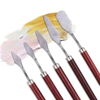 5pcs painting knife wooden handle stainless steel spatula kit palette knife for oil painting knife fine professional art tools