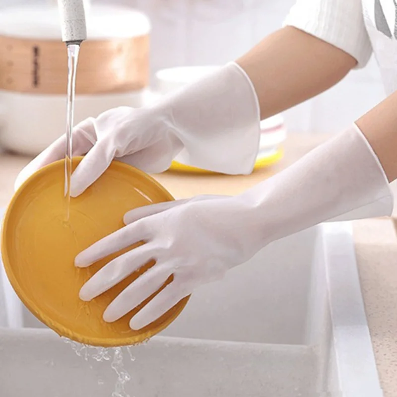 

1Pair Women Waterproof Rubber Latex Dish Washing Gloves Durable Kitchen Housework Window Vegetable Fruit Cleaning Gloves