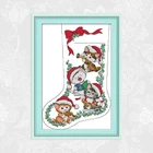 Набор для вышивки рождественскими чулками с изображением котят DMC 11CT 14CT