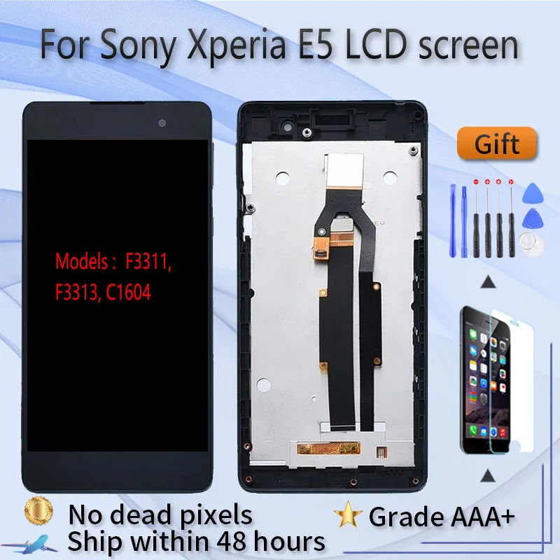 For Sony Xperia E5 F3311 F3313 C1604 LCD screen assembly with front case touch glass With repair parts Display Black White | Мобильные