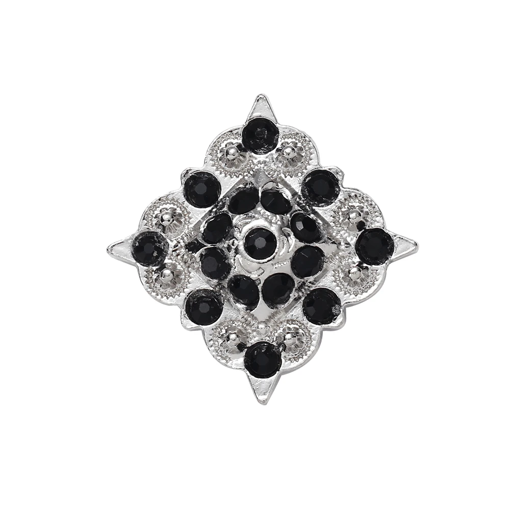 Cinturón de anclaje Chapado en PSilver, Concho con tornillo trasero, diamantes de imitación, cinturón de artesanía de cuero, accesorios de rombos de cinturón de cristal