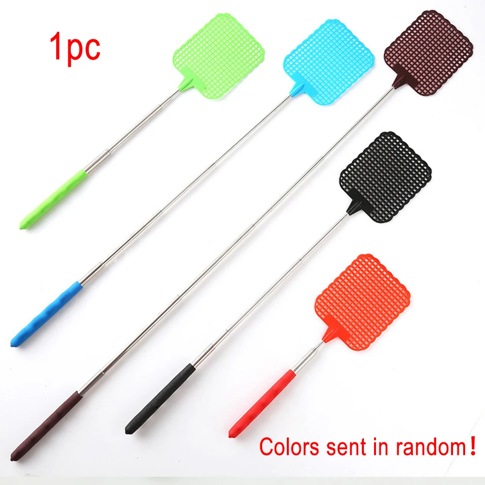 

Color Randomly Bug Pest 73cm Telescopic Handheld Catcher Reusable Insect Mosquito Bug Killer Plastic Extendable Fly Swatter