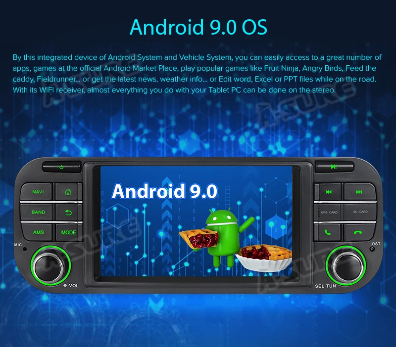 A-Sure 16 Гб rom 5 дюймов Android 9,0 радио gps Автомобильный плеер стерео навигация для Jeep Grand Cherokee Jeep Wrangler 2003-2006