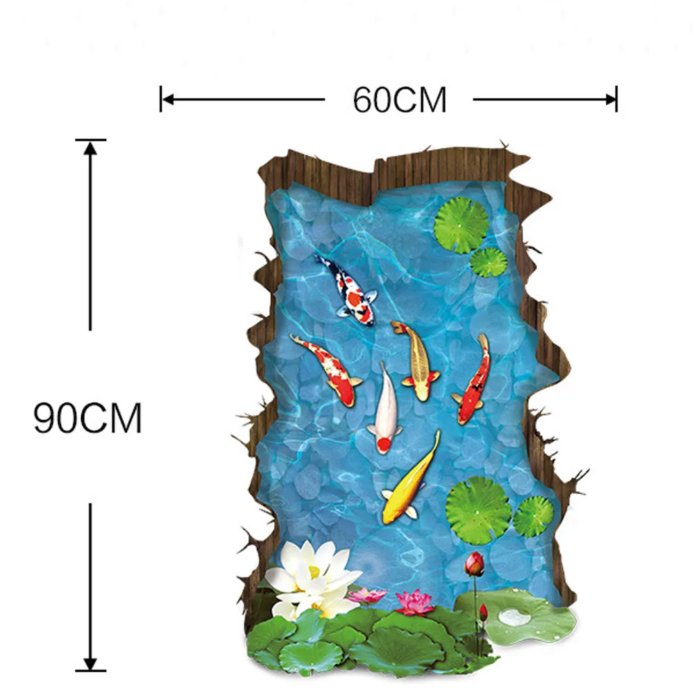 Новинка большие 3d стерео настенные наклейки для украшения пруда бассейна рыбы