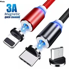 Магнитный кабель Micro USB, магнитный кабель USB C, провод для быстрой зарядки для iPhone, Xiaomi, зарядное устройство, шнур типа C, кабель