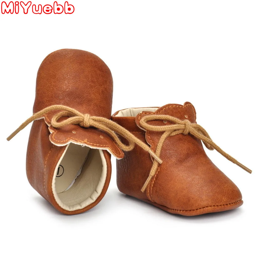 Модные ботинки из искусственной кожи для мальчиков и девочек новорожденных