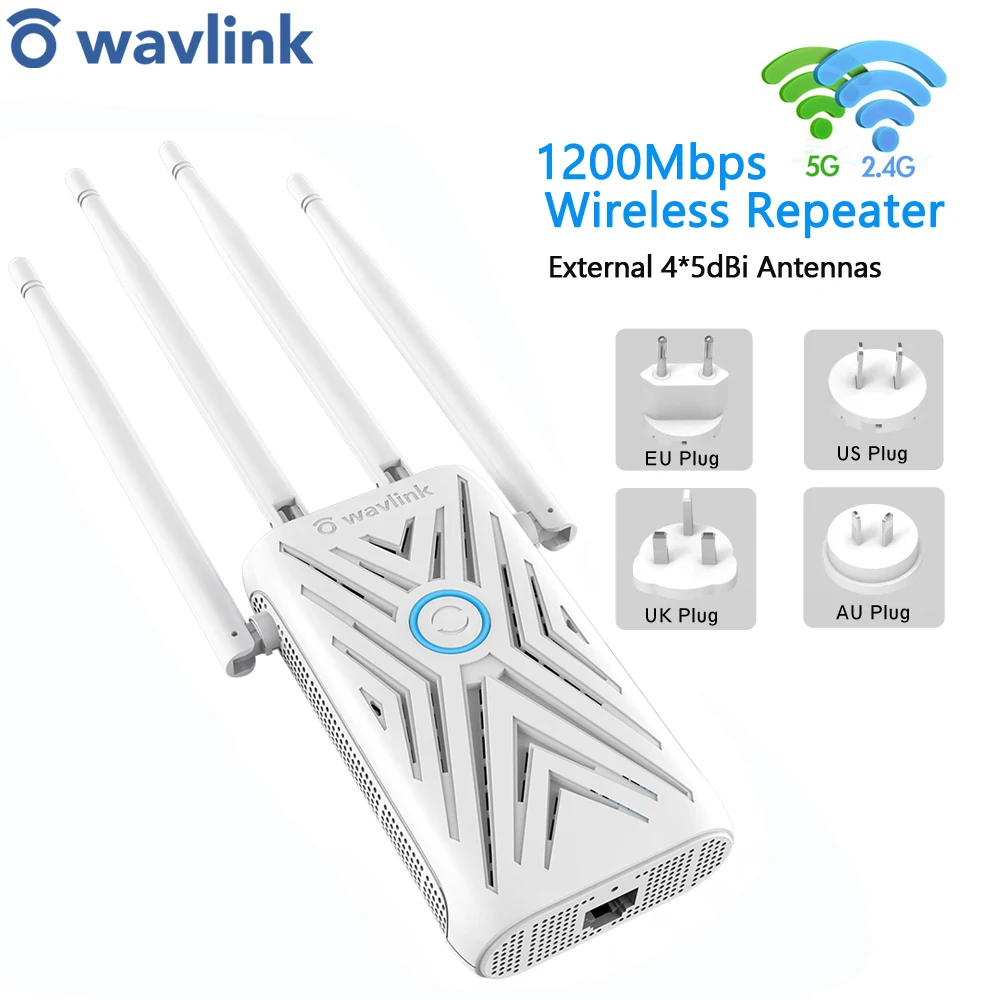 Wi-fi ретранслятор Wavlink 5 ГГц, беспроводной усилитель сигнала Wi-fi 1200 Мбит/с усилитель WiFi с большим радиусом действия, антенны 4x5 дБи