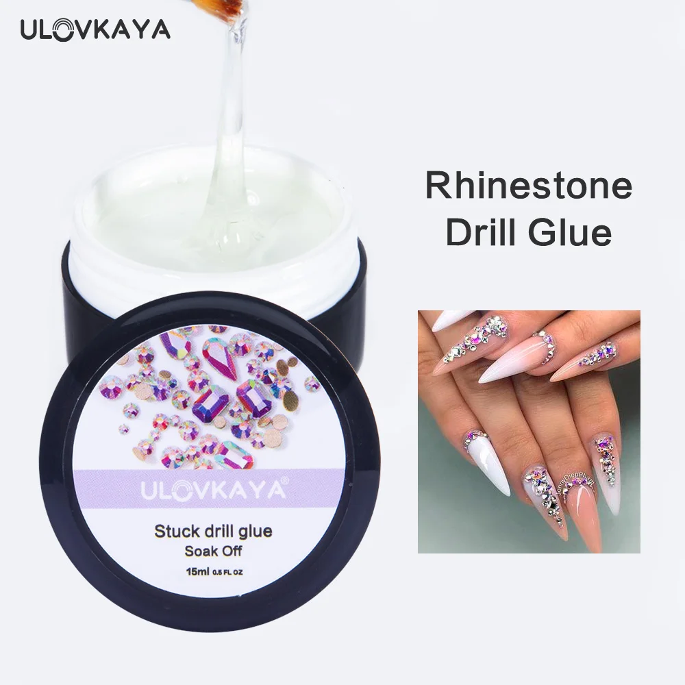 

ULOVKAYA Rhinestones Nail Glue Gel Nail Art Crystal Adhesive Transparent Clear Gel Manicure Sticky Adhesive Stuck Drill Glue