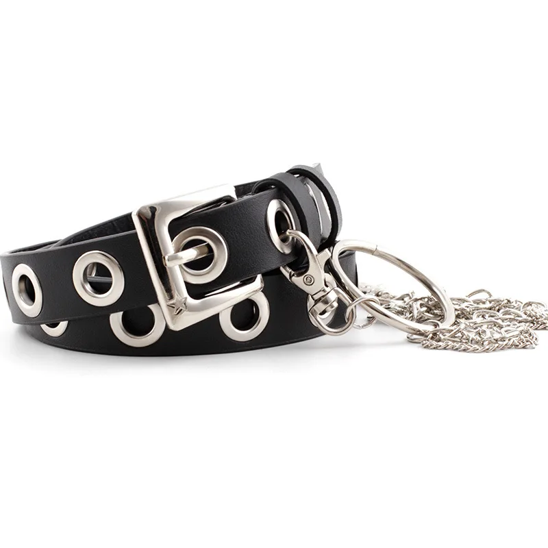 

European and American Rock Hip-hop Ring Chain Full-hole Belt Decorative Waistband Chain Belt Belts for Women Designer Belt