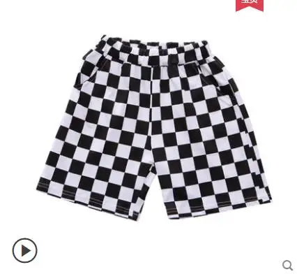 boy shorts Новые модные детские весенне-Осенние костюмы, штаны повседневные свободные шаровары в черно-белую клетку в стиле хип-хоп, одежда для уличных танцев, брюки с кисточками - Цвет: boy shorts