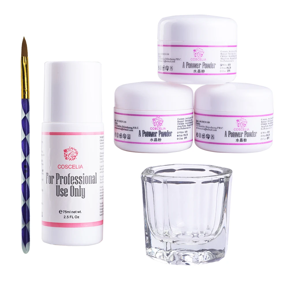 SET B COSCELIA набор акриловых ногтей, набор маникюрных инструментов для маникюра, набор акриловых жидкостей, Набор для создания ложных кончиков, кристальная пудра, кисть для дизайна ногтей - Цвет: SET B