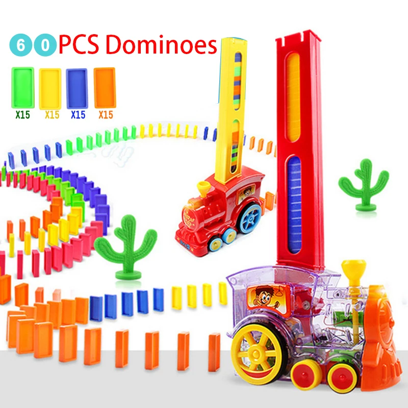 

Educational Building Blocks DIY Toy Gift Put Up The Domino Game Toy Set Automatic Placement Domino Train Car with Light Sound