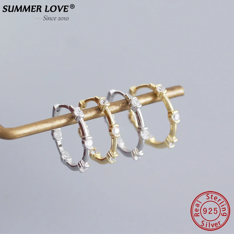 

Summer Love Crystal Circle Hoop Earrings 925 Sterling Silver Korean Style Zircon Earrings for Women Wedding 2020 Dropshipping