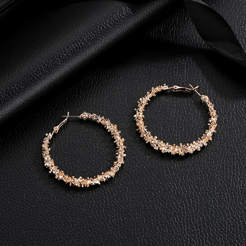 Новинка Винтажные серьги Золотые круглые с геометрические Эффектные