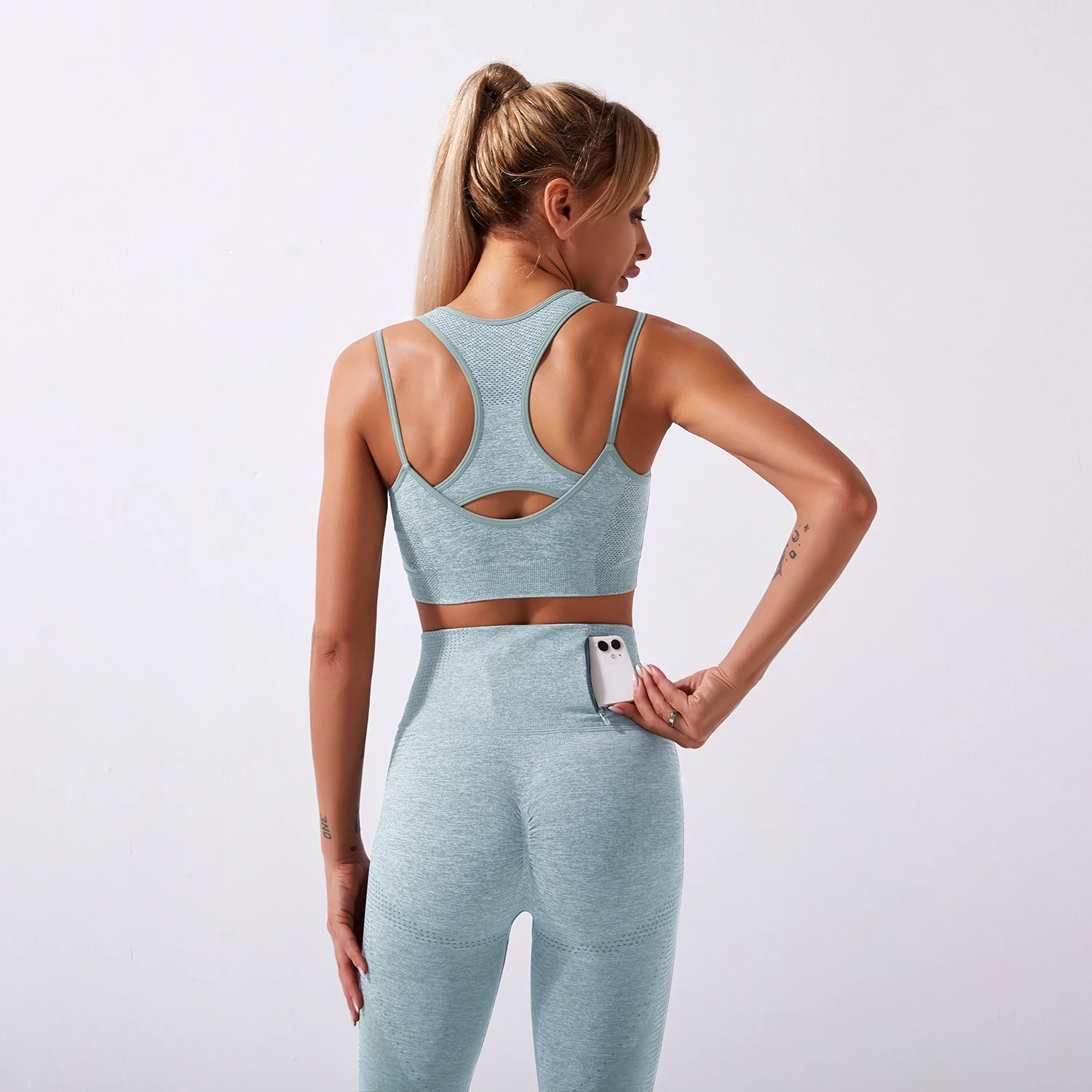 

Shark Knitting GYM Zipper Seamless Yoga Fitness Fake Two-Piece Ladies Shark Pants Outdoor Workout Tights Women's Running Set