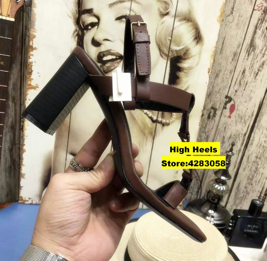 

Summer sexy lady fashion women's Shoes Casual Designer Black leather one strappy Sandal metal High heels Gladiator Zapatos Mujer