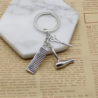 personality creative keychain barber gift comb scissors hair dryer accessories keychain