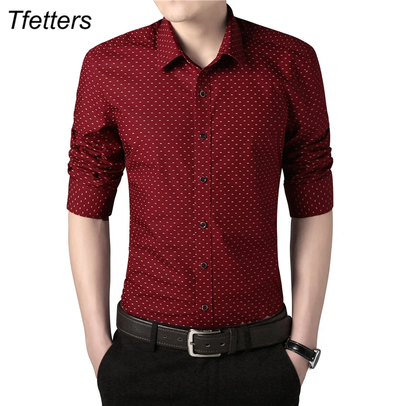 TFETTERS Брендовые повседневные мужские рубашки с длинным рукавом Модная белая