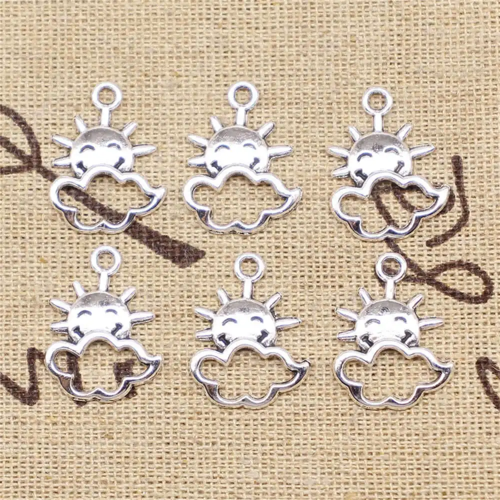 

Парные подвески с солнцем и облаками 20 шт., подвески антикварного серебряного цвета 20x17 мм