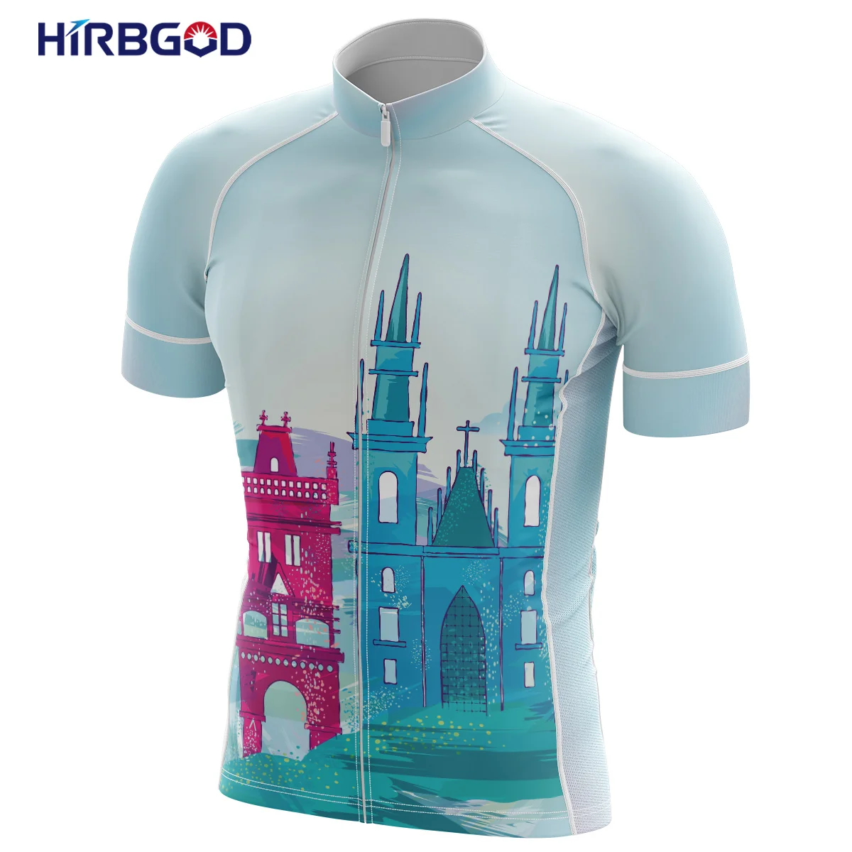 

HIRBGOD Moon Night View Ciclismo Shirt Architectural Pattern Series Cycling Jersey Men's Bike Clothing Wear-Resistant,TYZ957-01