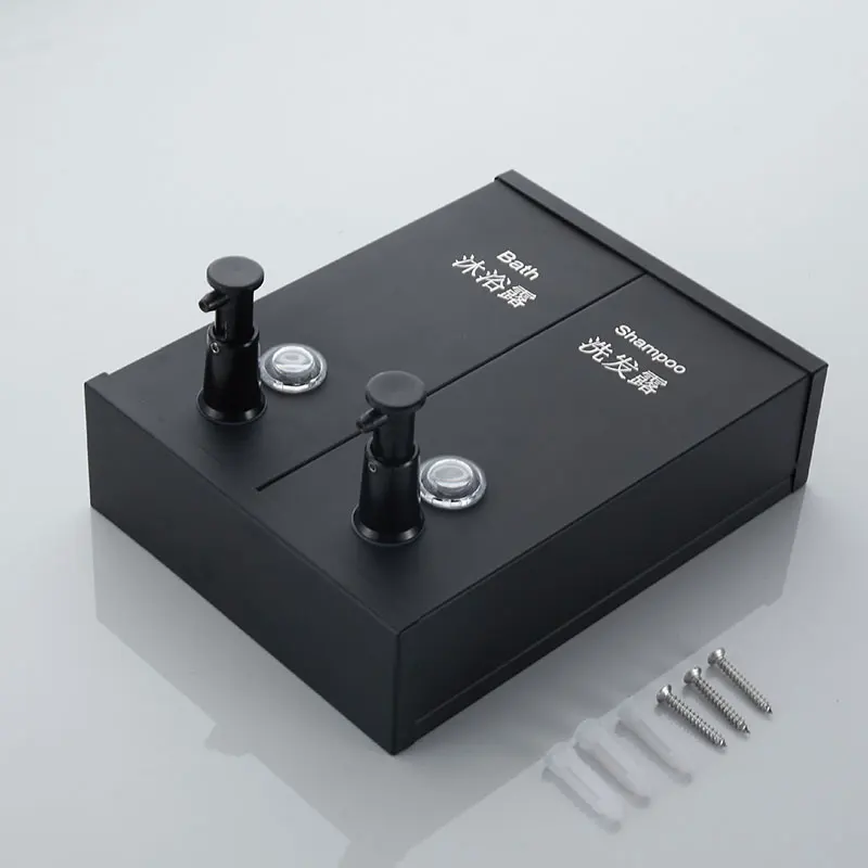

1200ML Bathroom Soap Dispenser Black, Double Head Soap Dispensers Wall Mount Commercial Leakproof Soap Pump