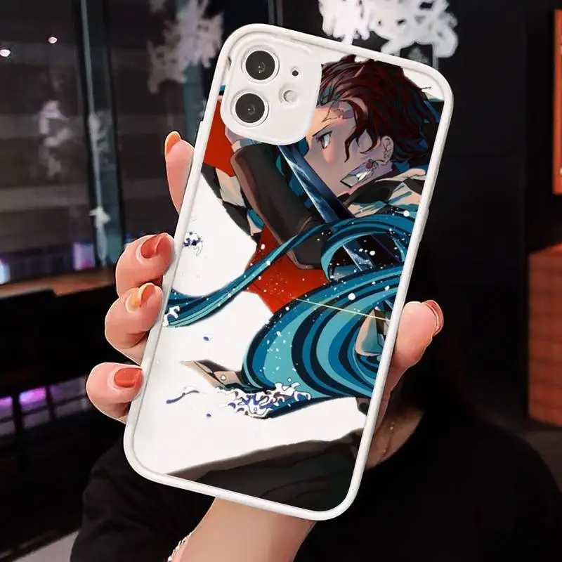 

Demon Slayer Anime cartoonPhone Case Matte Transparent for iPhone 7 8 11 12 s mini pro X XS XR MAX Plus cover funda