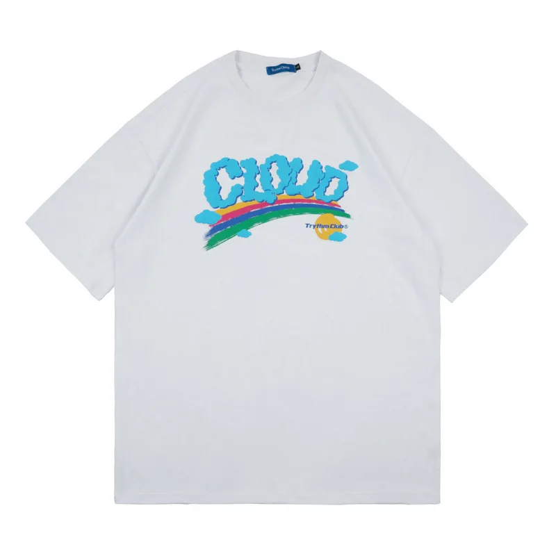 

2021 Fashion Brand Fun Printing Ins Trendy BF Style Short Sleeve T-shirt Women Couple Oversize Half Sleeve Top