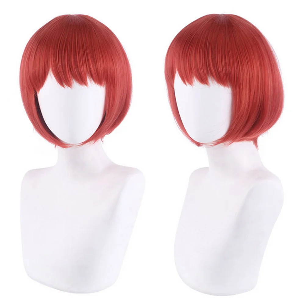 Anime Game Danganronpa Koizumi Mahiru Short Red Cosplay Wig Synthetic Hair Halloween Party Wigs Peruca