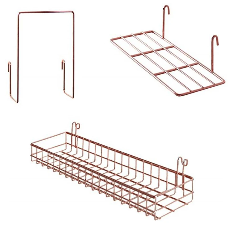 3 шт. сетчатая корзина розового золота с крючками книжная полка для стеновой
