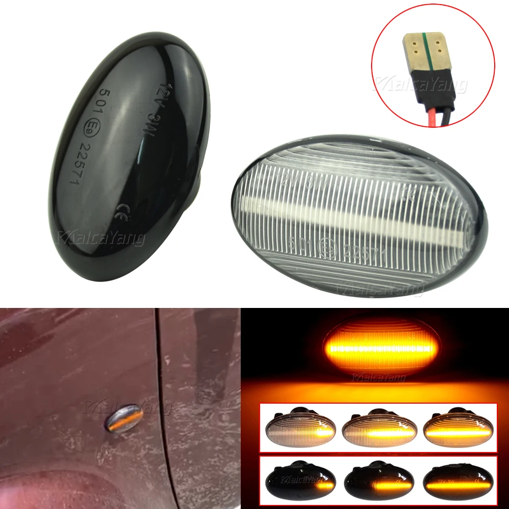 

2x Dynamic LED Turn Signal Lights Side Marker Car Accessories for Mercedes-Benz Smart 450 & Benz W639 W168 W447