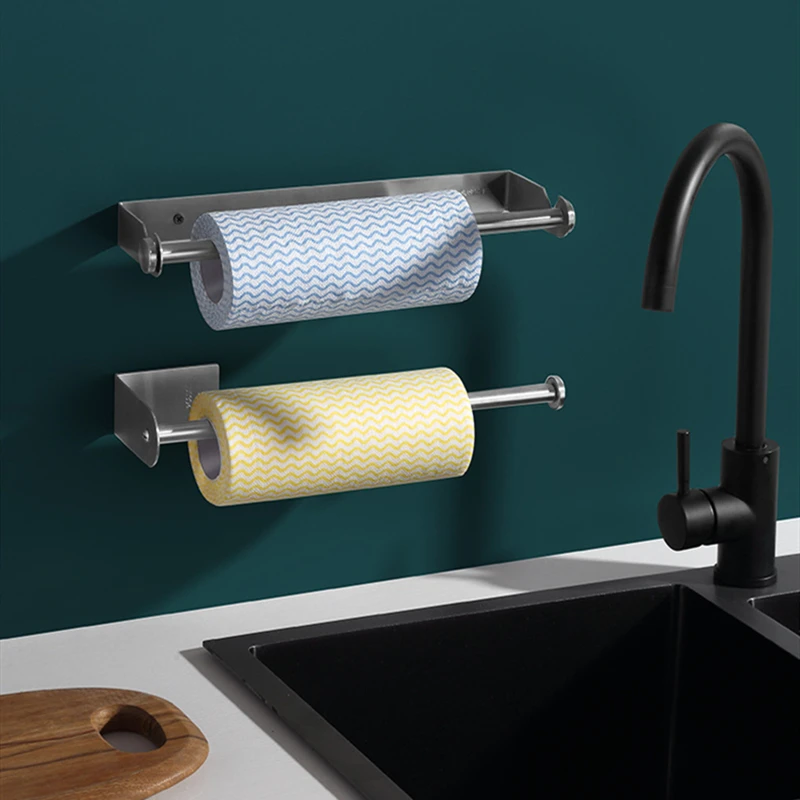 

304 нержавеющая сталь гвоздь бесплатно настенный кухонный вешалка для полотенец прокатки бумаги пластиковый держатель для обертки тряпичны...