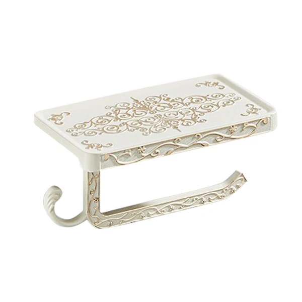 

Hot Antique Carved Zinc Alloy Bathroom Paper Holder Wall Mounted Tissue Stand Mobile Phone Holder FQ-ing