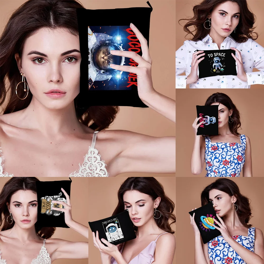 

Women's Cosmetic Bag Casual Outdoor Portable Storage Women Astronaut Pattern Handbags Travel Essential Makeup Bags Toiletry Bagi