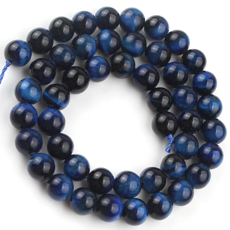 AAA натуральный драгоценный камень голубой тигровый глаз бусины Круглые для