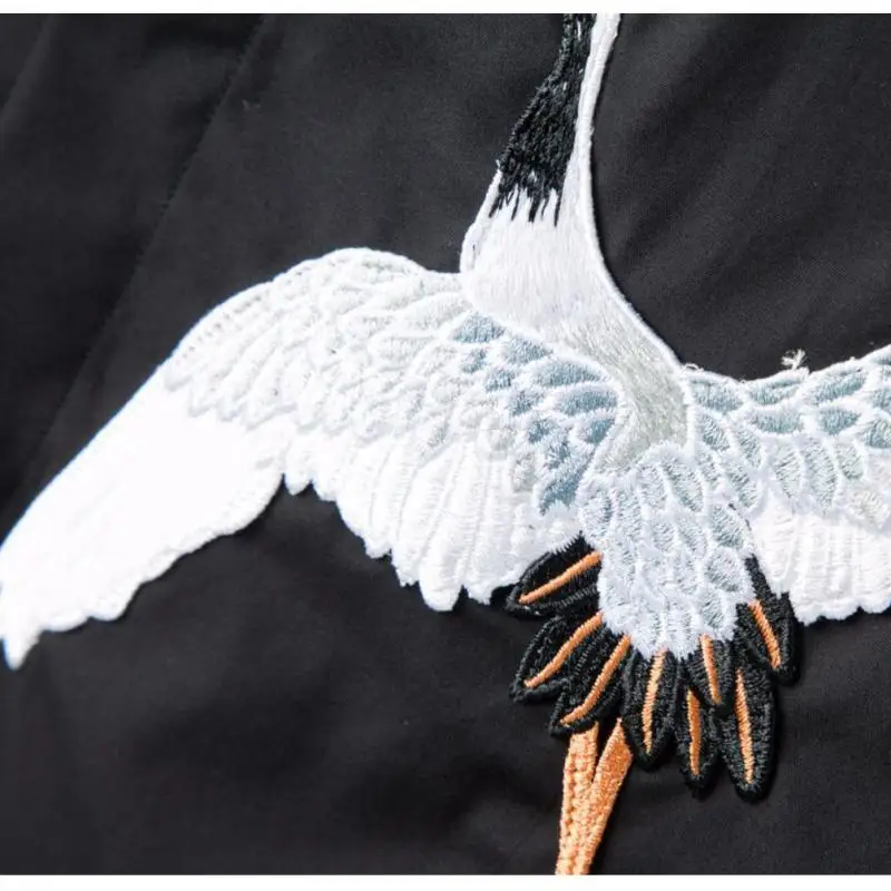 

Mens Shirts Luxury Double Crane Embroidery Long Sleeve Mens Dress Shirts Plus Size 3XL 4XL Slim Fit Party Male Shirts