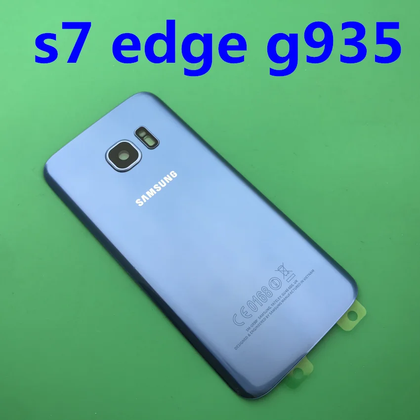 Samsung Galaxy S7 edge оригинальная Задняя крышка батареи G930 G930F чехол G935 G935F задняя дверь корпус стеклянная панель Запасная часть - Цвет: s7 edge Coral blue