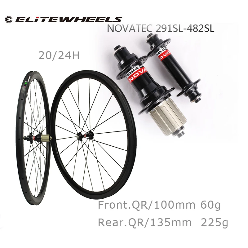 

ELITEWHEELS Road Carbon Wheels 700c Bike Wheelset Tubular Clincher Tubeless Novatec F482SB-SL A291SB-SL Hub Sapim Cx-ray Spokes