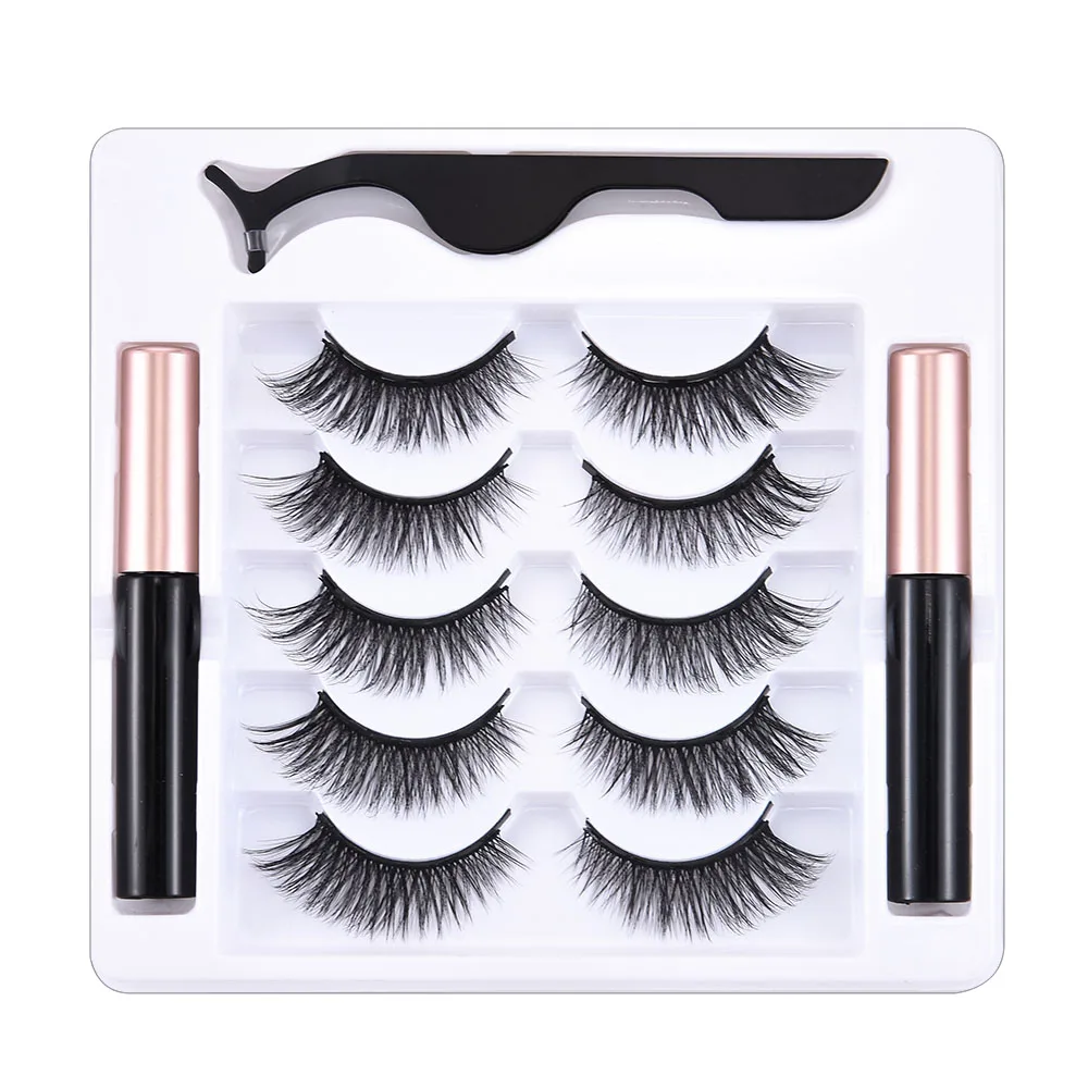 3/5/10 Pairs 3D Magnetic Eyelashes and 2 Pcs Magnetic Eyeliner Set Natural Curler False Lashes Glue-Free Makeup Tools Extension
