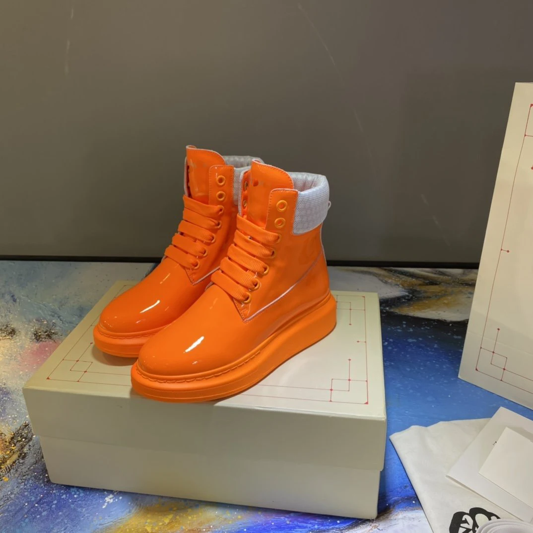 

Candy Color Genuine Leather Fashion Women Men Shoes Autumn Winter Comfort Platform Couple Boots Red Green Orange Botas De Mujer