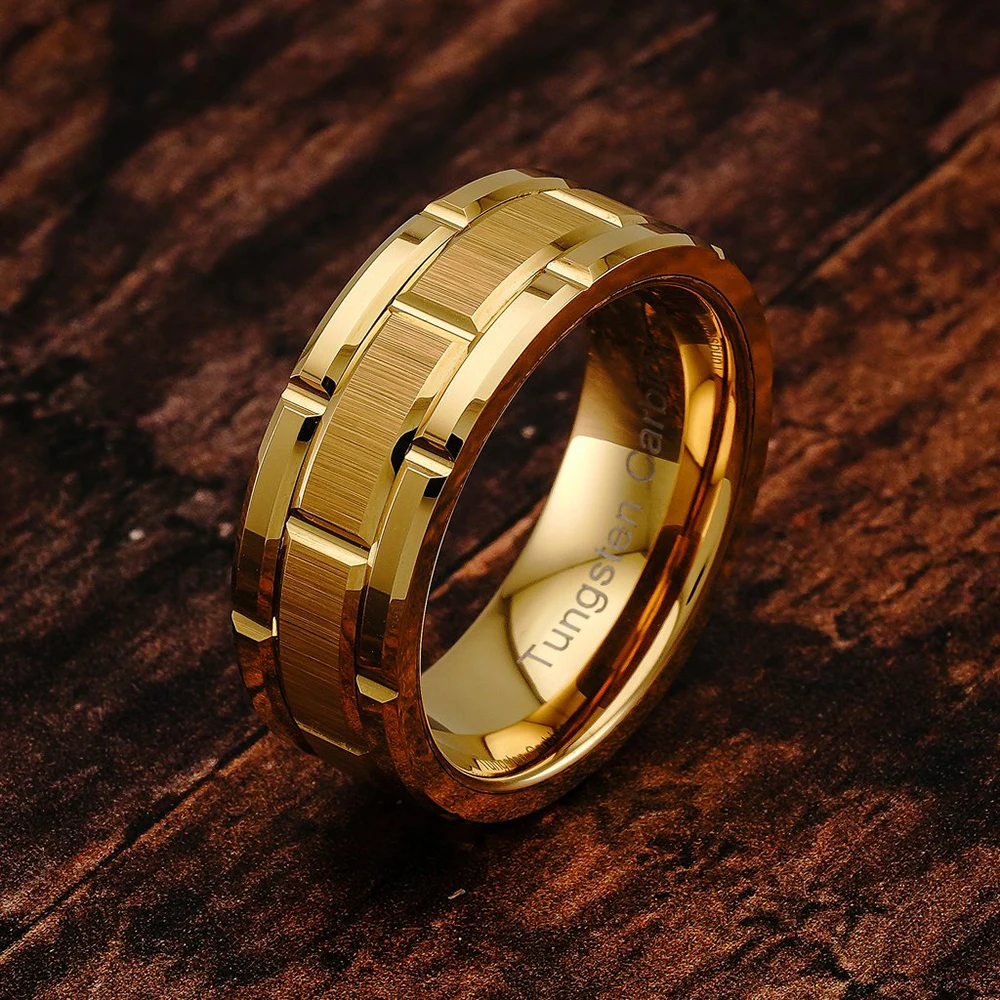 I &amp FDLK 8 мм Модные мужские кольца из карбида вольфрама 18K позолоченные матовые