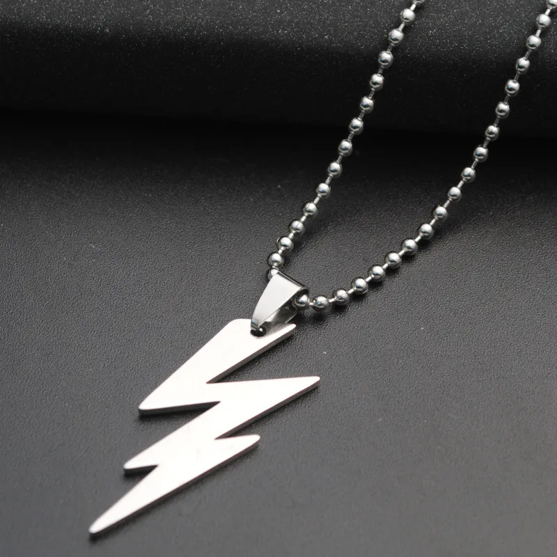 

Rinhoo Stainless Steel Necklace For Women Men Long Chain Small Lightning Pendant Necklace Party Ornament Jewelry Gift