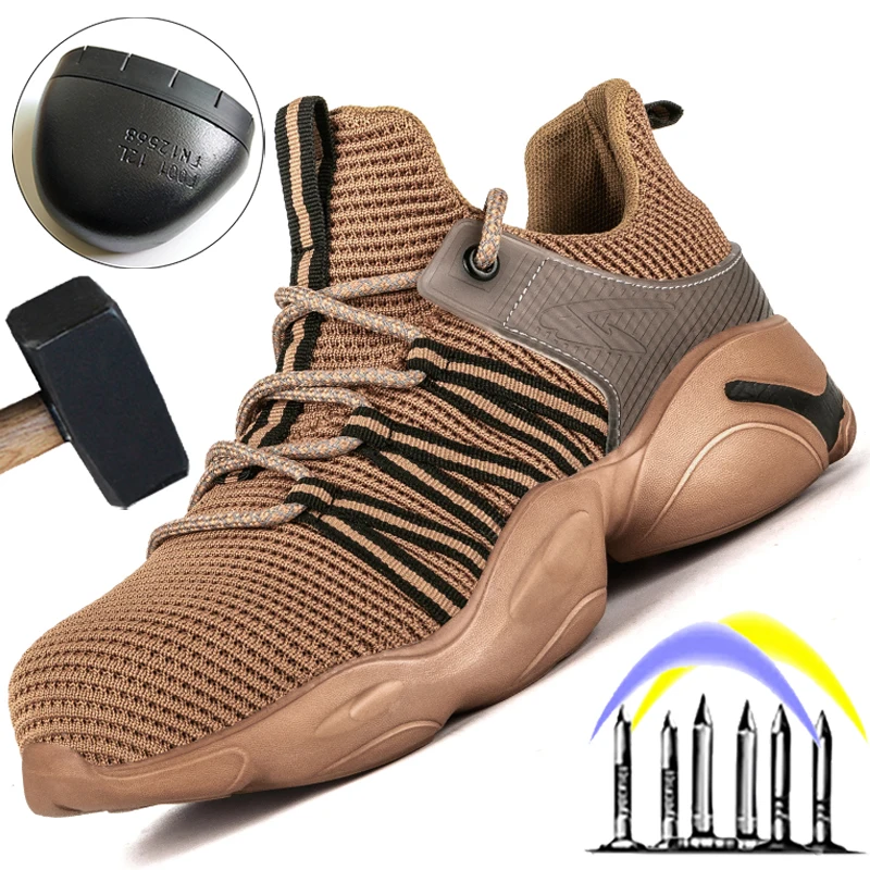 

Lightweight Men Safety Shoes Steel Toe Cap Work Shoes Sneakers Puncture-Proof Industrial Shoes Breathable Security Men Shoes