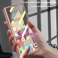 tempered glass pc phone case for samsung galaxy z fold 2 case transparent fold solid color ultra thin shockproof coque funda