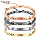 Мужской браслет на заказ с именем ID Bar, подарок на день Святого Валентина, браслеты-цепочки из нержавеющей стали для мужчин, персонализированные ювелирные изделия, оптовая продажа