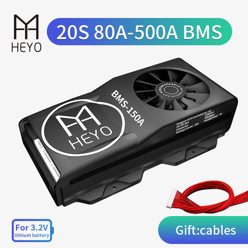 Литиевая батарея HEYO 3 2 V LiFePo4 Lipo 20S 60V 80A 200A 300A BMS 32650 защитная плата с вентилятором и