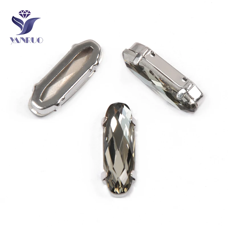 Black Diamond YANRUO 4161, удлиненные Стразы для багета, хрустальные причудливые камни с когтями, K9 точечные Стразы для рукоделия - Цвет: Black Diamond